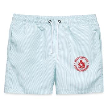 Fitness Motivation Bodybuilder Mass Complete Gym - Männer Badeshorts - hellblau gestreift - Vorne - AI Model Male 178 light (178cm)