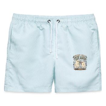 Süße Gespenster Halloween - Männer Badeshorts - hellblau gestreift - Vorne - AI Model Male 178 light (178cm)
