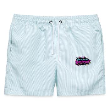 Gescheitertes Experiment Neon Grunge Typografie - Männer Badeshorts - hellblau gestreift - Vorne - AI Model Male 178 light (178cm)