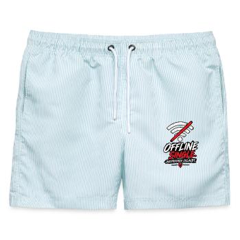 Offline Single Ansprechen Erlaubt - Männer Badeshorts - hellblau gestreift - Vorne - AI Model Male 178 light (178cm)