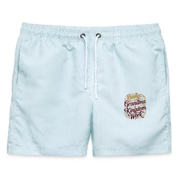 Großmutter zu sein ist Reichsarbeit - Männer Badeshorts - hellblau gestreift - Vorne - AI Model Male 178 light (178cm)