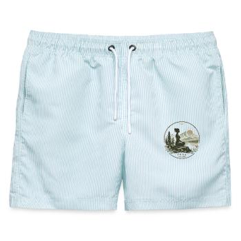  Meditation Yoga Relaxing Pilates Spiritual-Sport - Männer Badeshorts - hellblau gestreift - Vorne - AI Model Male 178 light (178cm)