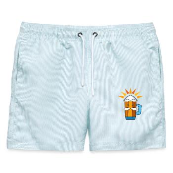 Happy BEER - Männer Badeshorts - hellblau gestreift - Vorne - AI Model Male 178 light (178cm)