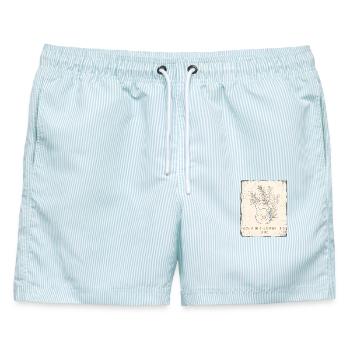 Kettlebell Botanical - Männer Badeshorts - hellblau gestreift - Vorne - AI Model Male 178 light (178cm)