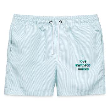 I Love Synthetic Voices Neon - Männer Badeshorts - hellblau gestreift - Vorne - AI Model Male 178 light (178cm)