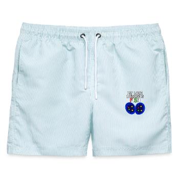 Meine Liebessprache ist FISH – Zytogenetik - Männer Badeshorts - hellblau gestreift - Vorne - AI Model Male 178 light (178cm)
