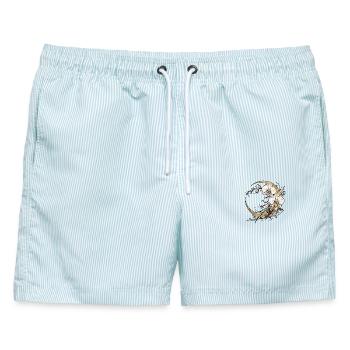 Orchidee Mondsichel Zen - Männer Badeshorts - hellblau gestreift - Vorne - AI Model Male 178 light (178cm)