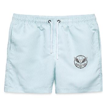Geflügeltes Herz-Emblem mit Dollarzeichen - Männer Badeshorts - hellblau gestreift - Vorne - AI Model Male 178 light (178cm)