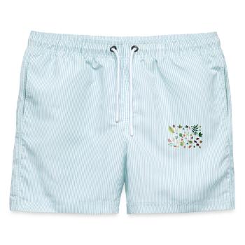 Blätter - Männer Badeshorts - hellblau gestreift - Vorne - AI Model Male 178 light (178cm)