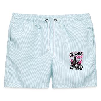  Players Schachspieler Schachspiel Schachbrett - Männer Badeshorts - hellblau gestreift - Vorne - AI Model Male 178 light (178cm)