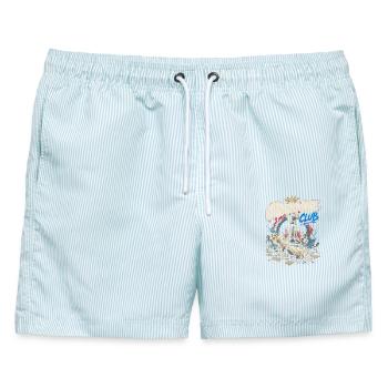  Vintage Schachspieler Schachspiel Schachbrett - Männer Badeshorts - hellblau gestreift - Vorne - AI Model Male 178 light (178cm)