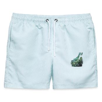 Röntgen Kiffer Giraffe - Männer Badeshorts - hellblau gestreift - Vorne - AI Model Male 178 light (178cm)