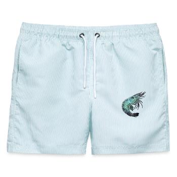 Röntgen Garnele Seafood - Männer Badeshorts - hellblau gestreift - Vorne - AI Model Male 178 light (178cm)