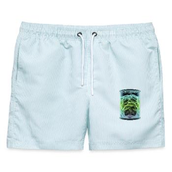 Röntgen Ravioli Dose - Männer Badeshorts - hellblau gestreift - Vorne - AI Model Male 178 light (178cm)
