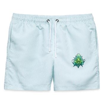 Röntgen Cannabis Blüte - Männer Badeshorts - hellblau gestreift - Vorne - AI Model Male 178 light (178cm)