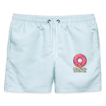 Donut mit Diätlücke - Männer Badeshorts - hellblau gestreift - Vorne - AI Model Male 178 light (178cm)