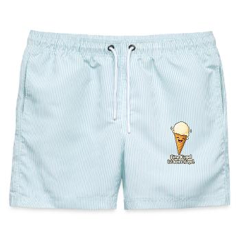 Eine Kugel ist keine Kugel - Männer Badeshorts - hellblau gestreift - Vorne - AI Model Male 178 light (178cm)