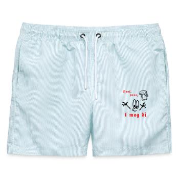 Heimatfest - Männer Badeshorts - hellblau gestreift - Vorne - AI Model Male 178 light (178cm)