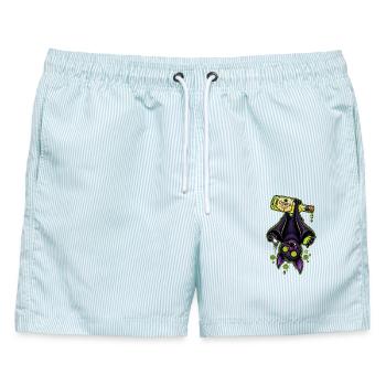 Tequila-Bat im Neon-Grün - Männer Badeshorts - hellblau gestreift - Vorne - AI Model Male 178 light (178cm)