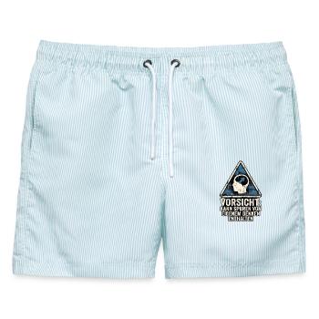 Vorsicht Denker - Männer Badeshorts - hellblau gestreift - Vorne - AI Model Male 178 light (178cm)