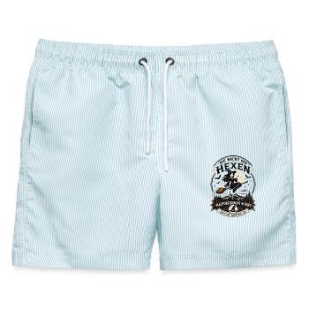  Hexen Geschenkidee Brocken Hexenbesen - Männer Badeshorts - hellblau gestreift - Vorne - AI Model Male 178 light (178cm)