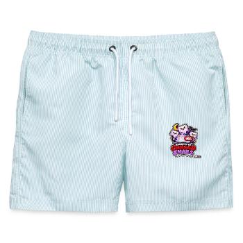 Von ungelesenen E-Mails heimgesucht – Halloween aus dem Büro - Männer Badeshorts - hellblau gestreift - Vorne - AI Model Male 178 light (178cm)