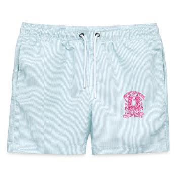 Such dir absichtlich Stiefel - Männer Badeshorts - hellblau gestreift - Vorne - AI Model Male 178 light (178cm)