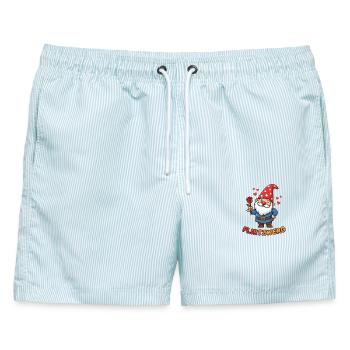 Flirtzwerg - Zwerg Kostüm - Karneval Kostüm - Männer Badeshorts - hellblau gestreift - Vorne - AI Model Male 178 light (178cm)