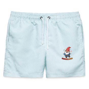 Schunkelzwerg - Zwergenkostüm - Gruppenkostüm - Männer Badeshorts - hellblau gestreift - Vorne - AI Model Male 178 light (178cm)