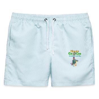 Niente Cocco – No Buts No Cuts Lustige Kokosnuss-Desig - Männer Badeshorts - hellblau gestreift - Vorne - AI Model Male 178 light (178cm)