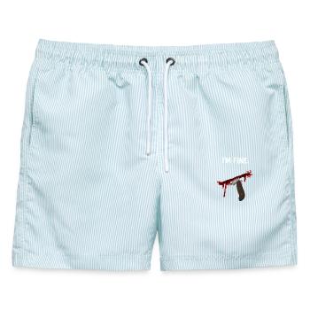 I'm fine - Messer mit Blutspritzern - Männer Badeshorts - hellblau gestreift - Vorne - AI Model Male 178 light (178cm)