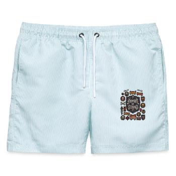 Armor of Sound Patch - Männer Badeshorts - hellblau gestreift - Vorne - AI Model Male 178 light (178cm)