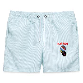 Va Va Voom – Glamour, Geld und Luxusleben - Männer Badeshorts - hellblau gestreift - Vorne - AI Model Male 178 light (178cm)