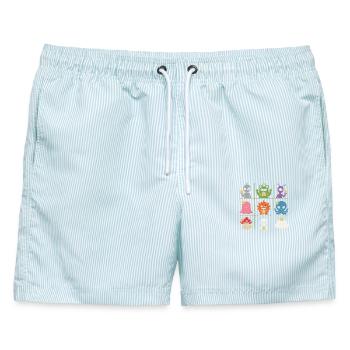  Niedliche Außerirdische Monster Mit Sternen Und - Männer Badeshorts - hellblau gestreift - Vorne - AI Model Male 178 light (178cm)