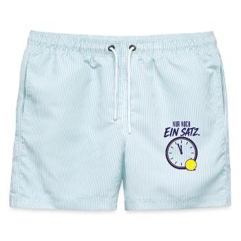 Tennis Spruch Nur noch ein Satz Tennisspieler - Männer Badeshorts - hellblau gestreift - Vorne - AI Model Male 178 light (178cm)