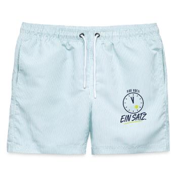 Nur noch ein Satz Tennis Sucht Spruch - Männer Badeshorts - hellblau gestreift - Vorne - AI Model Male 178 light (178cm)