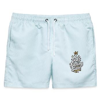 Das ist mir egal - Männer Badeshorts - hellblau gestreift - Vorne - AI Model Male 178 light (178cm)