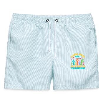 Social Worker Quote Just Volunteering Social Work - Männer Badeshorts - hellblau gestreift - Vorne - AI Model Male 178 light (178cm)