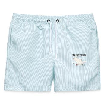 Space Dog Programm - Männer Badeshorts - hellblau gestreift - Vorne - AI Model Male 178 light (178cm)