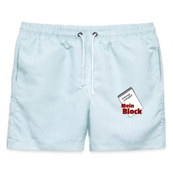 Mein Block - Männer Badeshorts - hellblau gestreift - Vorne - AI Model Male 178 light (178cm)