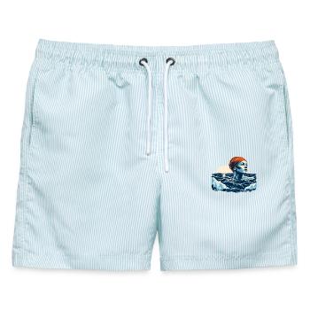 Eisbaden Winterruhe - Männer Badeshorts - hellblau gestreift - Vorne - AI Model Male 178 light (178cm)
