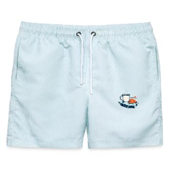 Heiß nach Eis - Männer Badeshorts - hellblau gestreift - Vorne - AI Model Male 178 light (178cm)