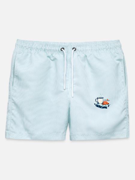Heiß nach Eis - Männer Badeshorts - hellblau gestreift