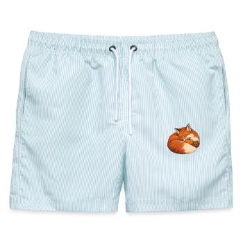 Fuchs im Kürbisnest - Männer Badeshorts - hellblau gestreift - Vorne - AI Model Male 178 light (178cm)