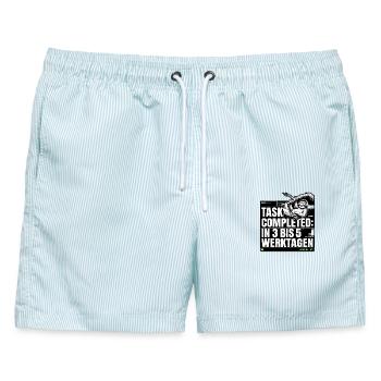 Büro Faultier - Männer Badeshorts - hellblau gestreift - Vorne - AI Model Male 178 light (178cm)
