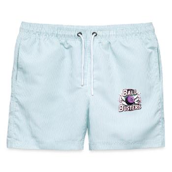 Ball Busters Bowling Kugel Pins Und Kegelsport - Männer Badeshorts - hellblau gestreift - Vorne - AI Model Male 178 light (178cm)