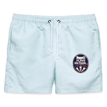 Madhouse Dartspieler Retro Emblem Double 1 Humor - Männer Badeshorts - hellblau gestreift - Vorne - AI Model Male 178 light (178cm)