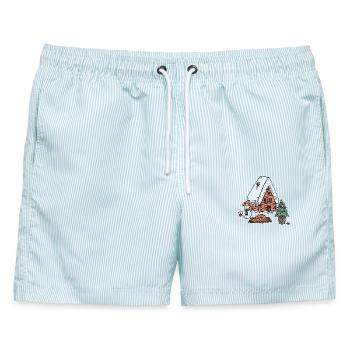  Cozy Time - Männer Badeshorts - hellblau gestreift - Vorne - AI Model Male 178 light (178cm)