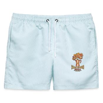Retro Moka Kanne - Männer Badeshorts - hellblau gestreift - Vorne - AI Model Male 178 light (178cm)