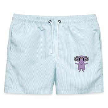 Satan Ziege Motiv - Männer Badeshorts - hellblau gestreift - Vorne - AI Model Male 178 light (178cm)